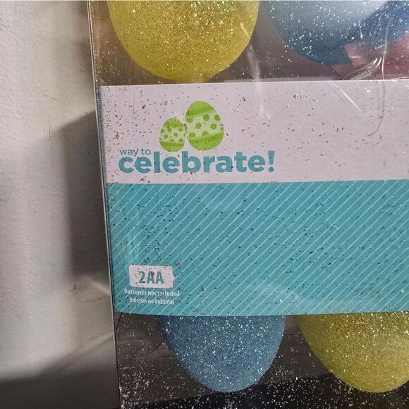 New Way To Celebrate Easter LED String Lights Glitter Easter Eggs 10 Ct, 3,6 ft - Picture 5 of 5